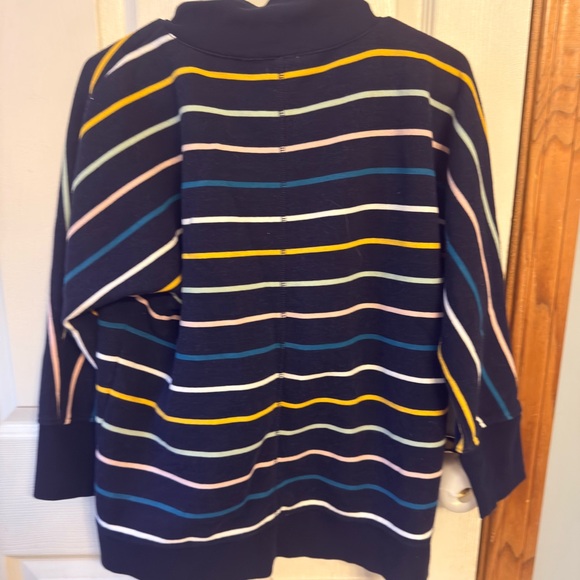 Talbots Striped Sweatshirt Pullover | Medium Petite | Navy Cozy Top - Picture 6 of 6